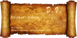 Dicker Vince névjegykártya